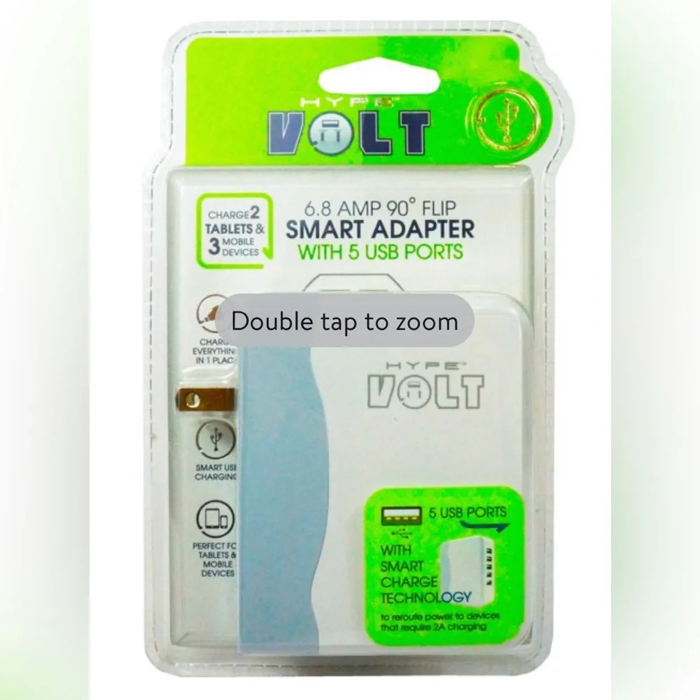 Hype 5 Port Compact Travel USB Charging Station Folding Adapter Wall Charger